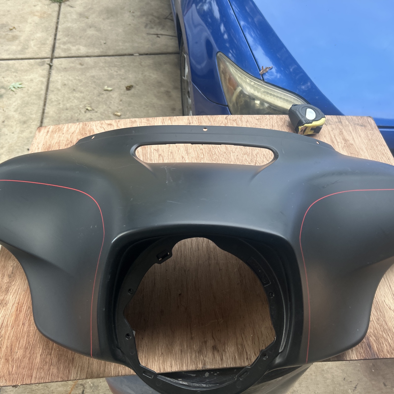 Harley OEM Batwing Outer Fairing Black Denim Red Stripe
